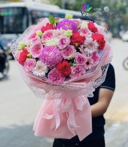 Bó hoa tone hồng